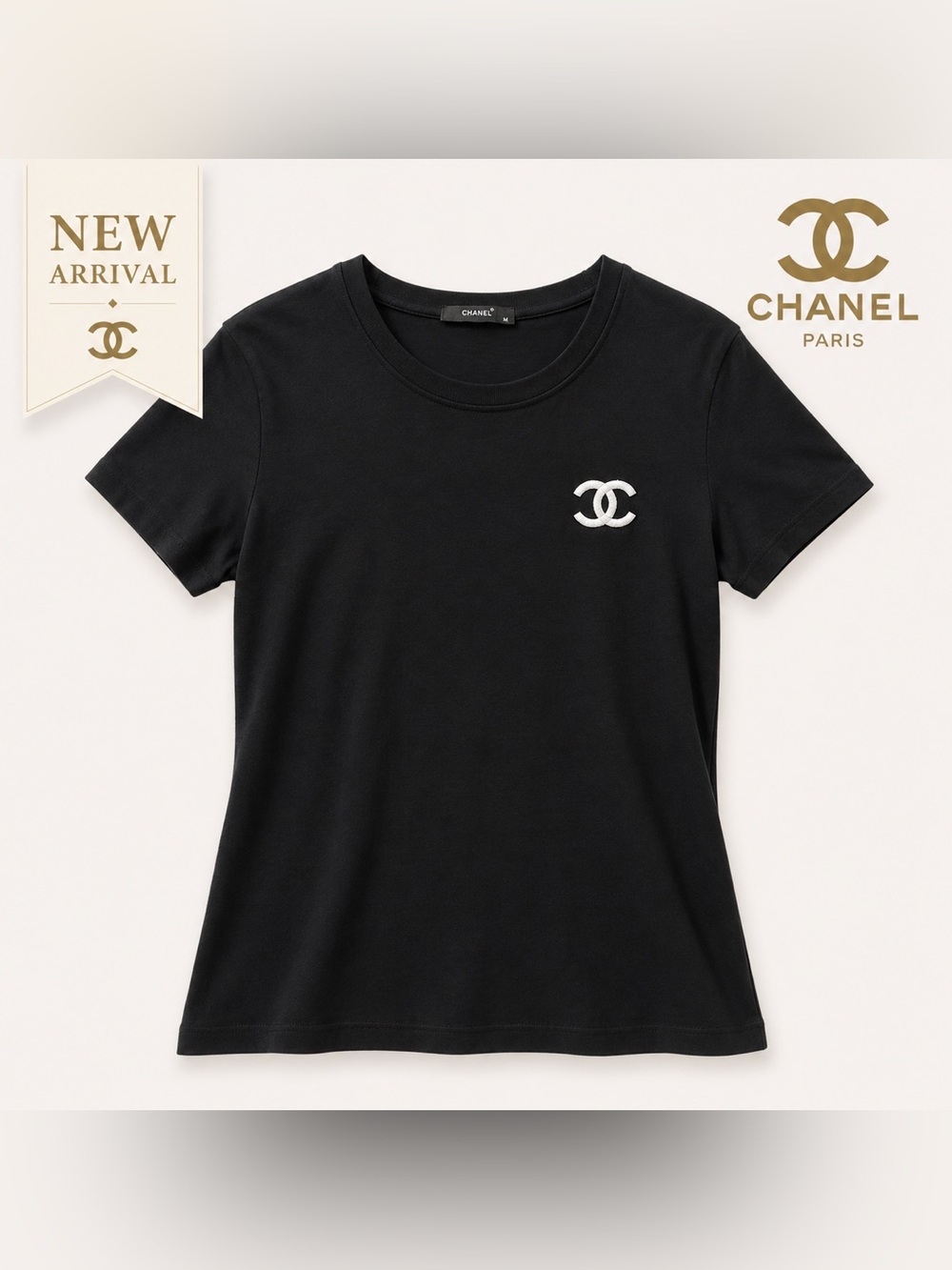 🆕 ✨ Black Logo Tee – Women’s Top ✨